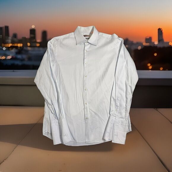Hugo Boss Men Dress Shirt Button Up Long Sleeve French Cuff Regular Fit 16-34/35 - Picture 1 of 10